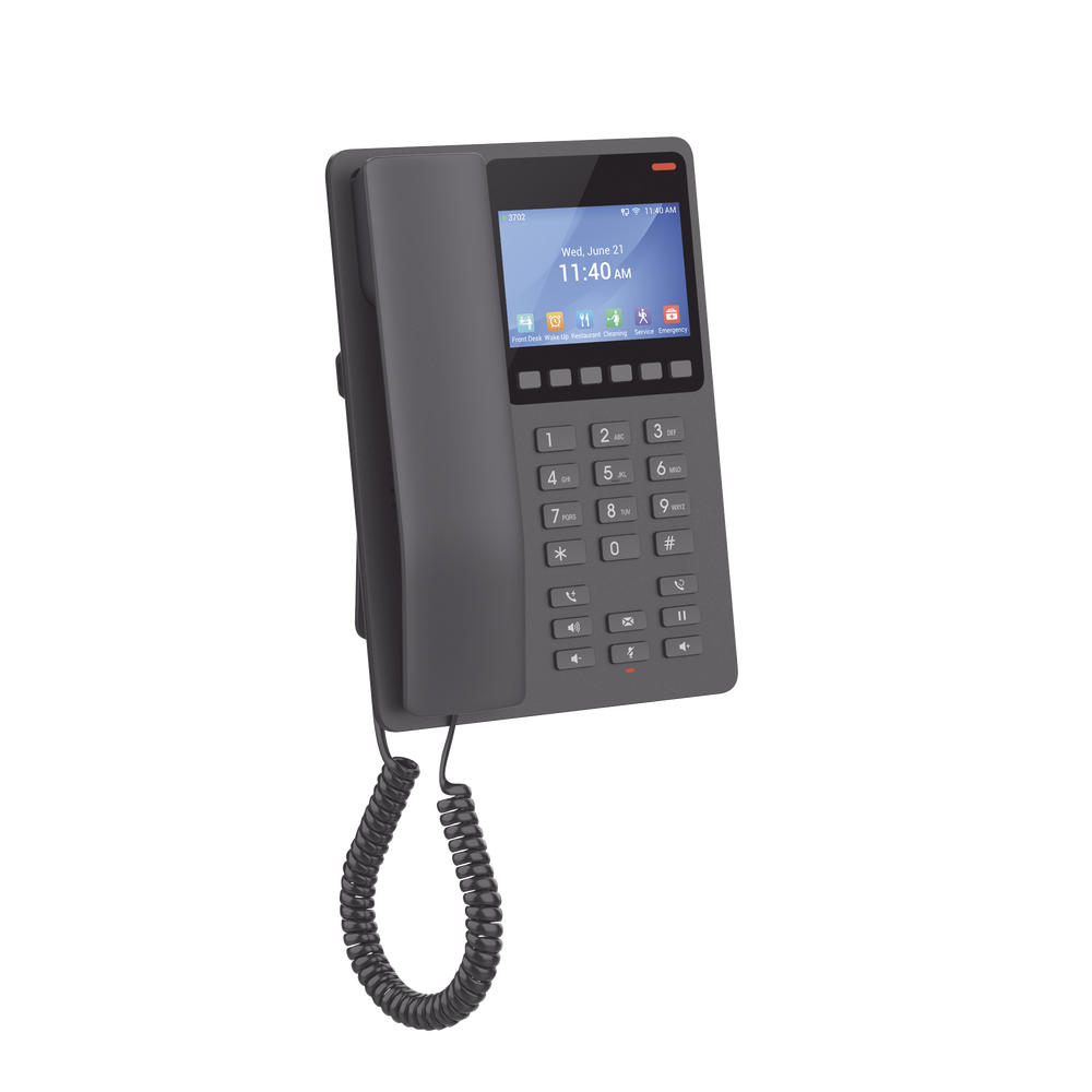 Teléfono IP WiFi Hotelero con pantalla LCD a color, 2 líneas SIP con 2 cuentas, codec Opus, IPV4/IPV6, color negro, con gestión en la nube GDMS - Imagen 4