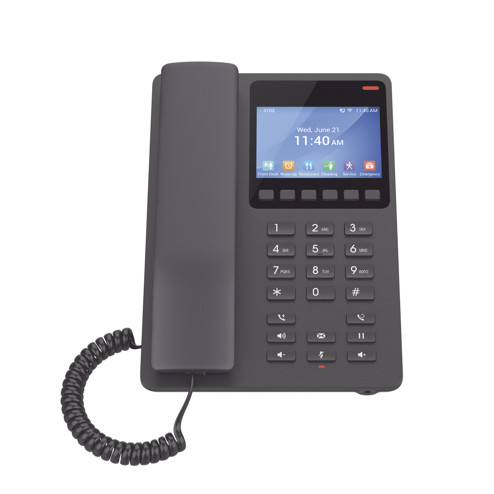 Teléfono IP WiFi Hotelero con pantalla LCD a color, 2 líneas SIP con 2 cuentas, codec Opus, IPV4/IPV6, color negro, con gestión en la nube GDMS - Imagen 3