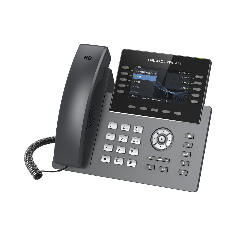 Teléfono IP Wi-Fi, Grado Operador, 10 líneas SIP con 5 cuentas, pantalla a color 4.3", puertos Gigabit, Bluetooth, PoE, codec Opus, IPV4/IPV6 con gestión en la nube GDMS - Imagen 3