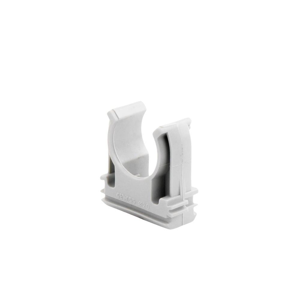 Soporte de presión (Abrazadera), PVC Auto-extinguible, abierto para tubería de 20 mm