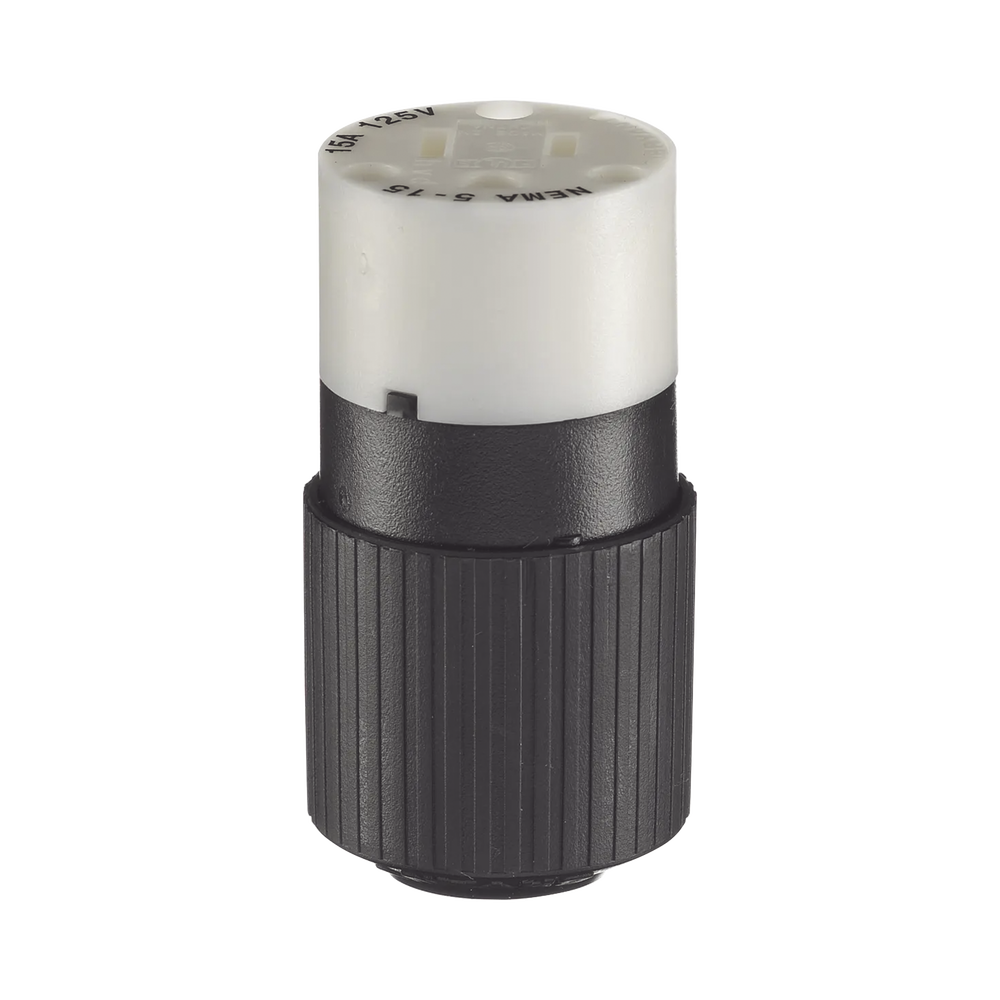 Conector de 15 A 125 V CA/ 2 Polos 3 Hilos/ Grado Industrial/ Color  Blanco y Negro/ NEMA 5-15R.