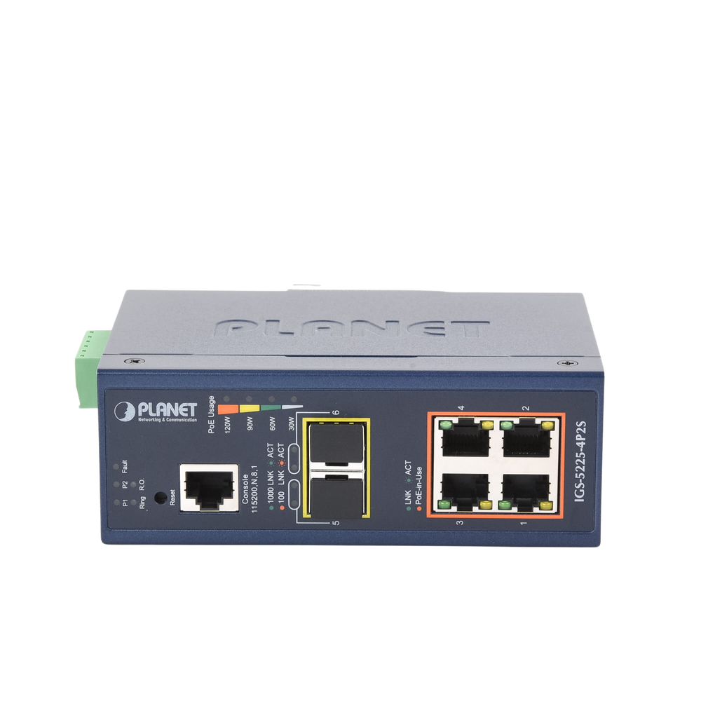 Switch Industrial Administrable Capa 2, 4 Puertos PoE 802.3af/at 10/100/1000T, 2 Puertos SFP 100/1000X - Imagen 4
