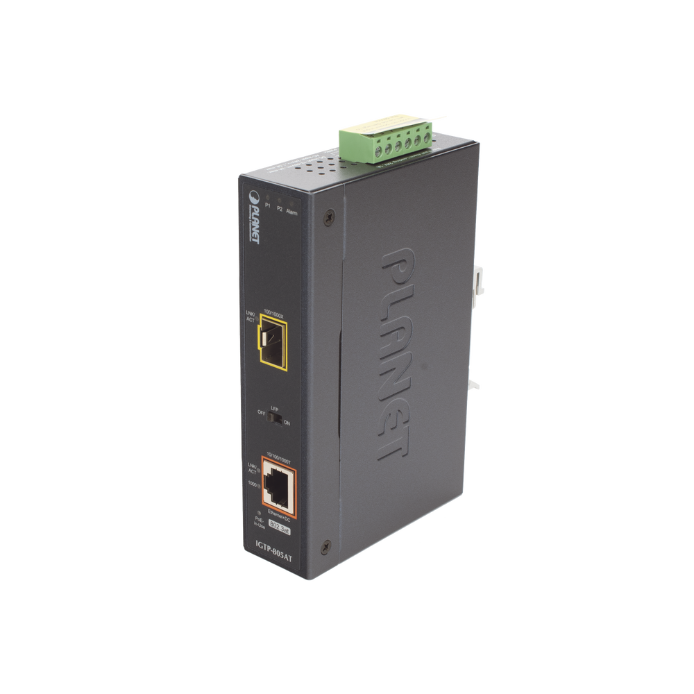 Convertidor de Medios PoE Industrial, Puerto SFP 1000BASE-SX/LX a Puerto RJ45 Gigabit con Salida PoE 802.3at (Hasta 30 W). - Imagen 4