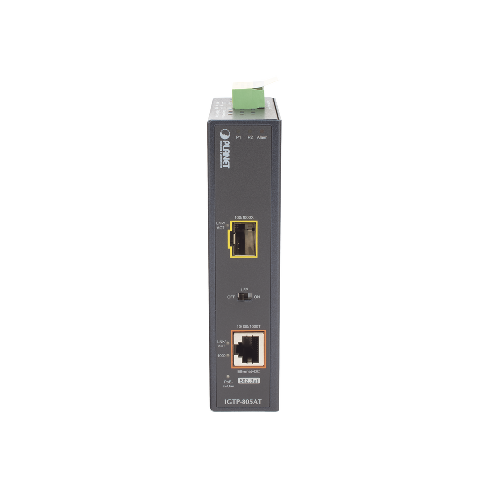 Convertidor de Medios PoE Industrial, Puerto SFP 1000BASE-SX/LX a Puerto RJ45 Gigabit con Salida PoE 802.3at (Hasta 30 W). - Imagen 5