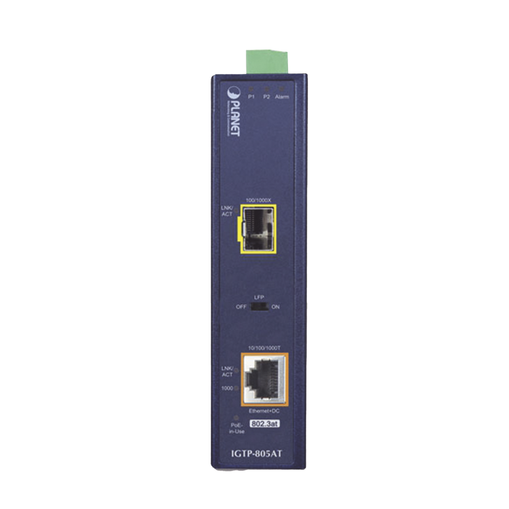 Convertidor de Medios PoE Industrial, Puerto SFP 1000BASE-SX/LX a Puerto RJ45 Gigabit con Salida PoE 802.3at (Hasta 30 W). - Imagen 3
