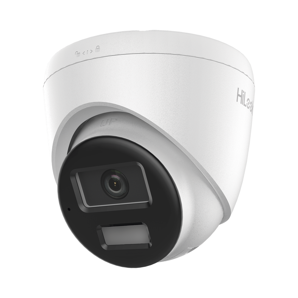 [Dual Light] Turret IP de 2 Megapixel   / Lente 2.8 mm /  Ángulo de visión 101° / 20 mts IR + 15 mts Luz Blanca / Micrófono Integrado / ACUSENSE Lite /  Exterior IP67 / PoE / dWDR / H.265+ / ONVIF