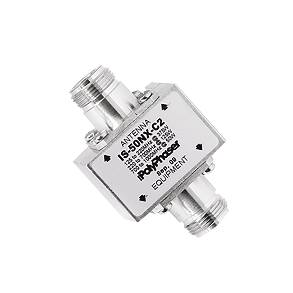 Protector Coaxial RF / 125-1000 MHz / 50 &Omega; / Conectores N Hembra / Ceja Lateral / 50 kA