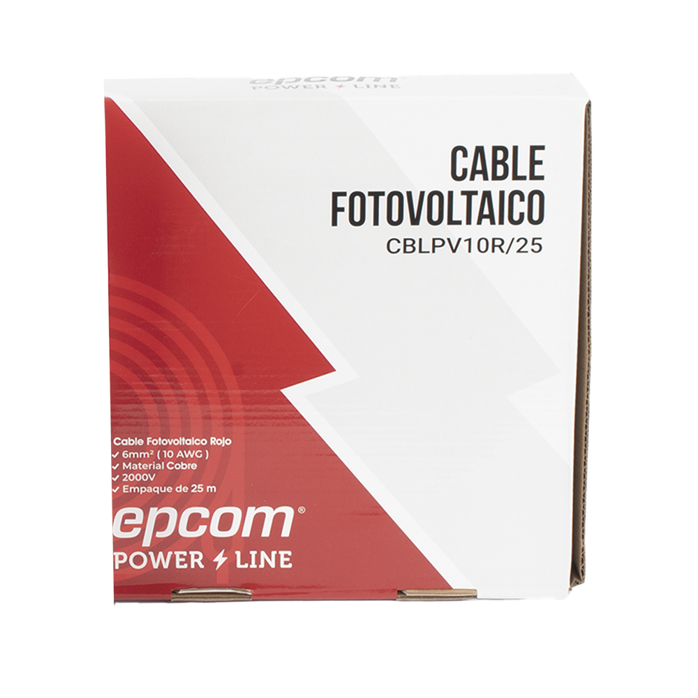 Kit de 2 rollos de 25 metros de cable fotovoltaico de cobre, rojo y negro, calibre 10 AWG (6mm²), Tipo PV, 1000/2000 V y 120°C. - Imagen 3