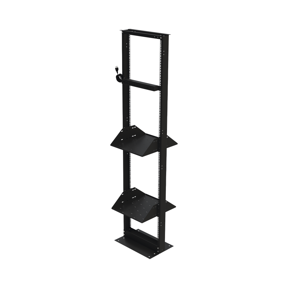 Kit de Rack Estándar 19", 45 UR con 2 Charolas y PDU (8 tomas). Ideal para UPS y Servidores tipo Torre.
