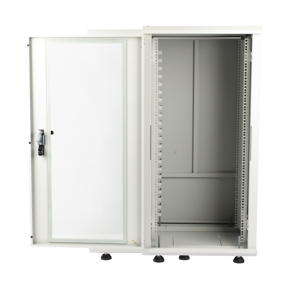 Gabinete Rack 24 Unidades / 19 Pulgadas / Puerta de Cristal / Piso / Acero Calibres 16-18-20 / 750 Kg Carga / 600x605x1190 mm (23.6x23.8x46.9 in) / Vidrio con Cerradura, Niveladores Incluidos - Imagen 4