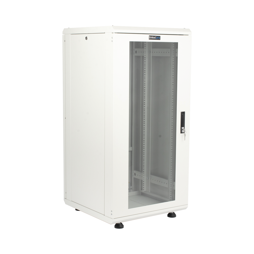 Gabinete Rack 24 Unidades / 19 Pulgadas / Puerta de Cristal / Piso / Acero Calibres 16-18-20 / 750 Kg Carga / 600x605x1190 mm (23.6x23.8x46.9 in) / Vidrio con Cerradura, Niveladores Incluidos - Imagen 5