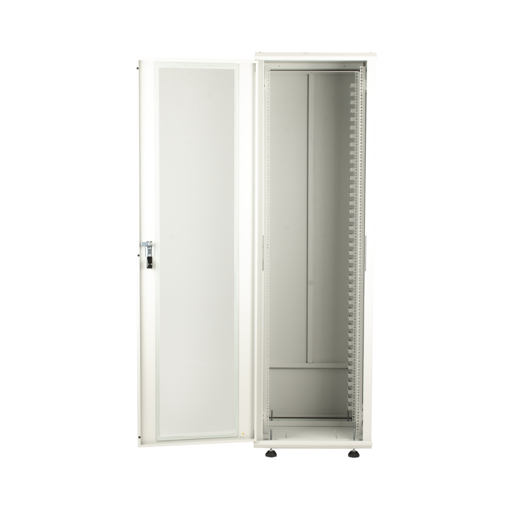 Gabinete Rack 42 Unidades / Piso 19 Pulgadas / Puerta Cristal Templado / Capacidad Carga 1000 Kg / Acero Calibres 16-18-20 / Ventilación Superior / Cerradura Seguridad, Niveladores Incluidos - Imagen 4