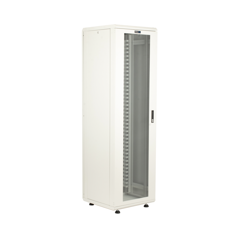 Gabinete Rack 42 Unidades / Piso 19 Pulgadas / Puerta Cristal Templado / Capacidad Carga 1000 Kg / Acero Calibres 16-18-20 / Ventilación Superior / Cerradura Seguridad, Niveladores Incluidos - Imagen 5