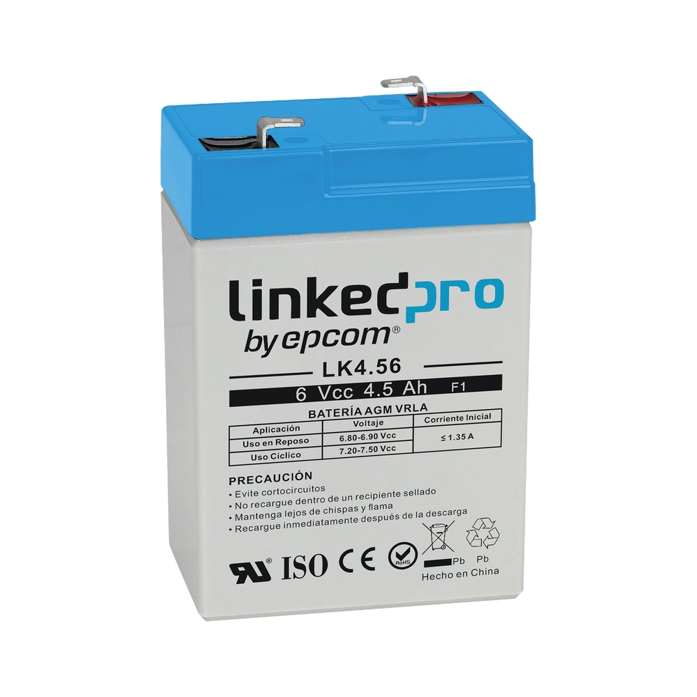 Batería de respaldo 6 V | 4.5 Ah | AGM | Especial para Seguridad Electrónica | UPS  | Sistemas de Emergencia  | Vida útil 5 años | Terminales F1
