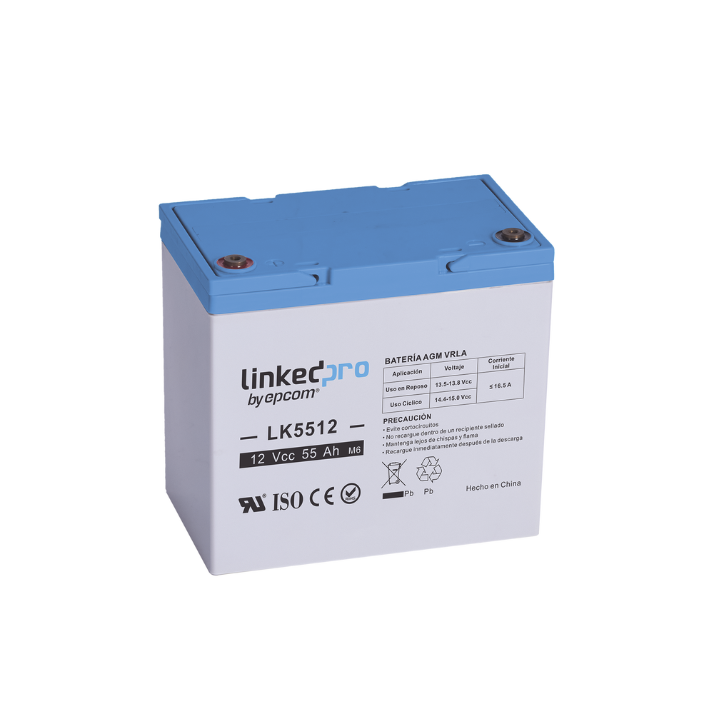 Batería de respaldo 12 V | 55 Ah | AGM | Especial para Seguridad Electrónica | UPS | Sistemas de Emergencia | Vida útil 5 años | Terminales T2