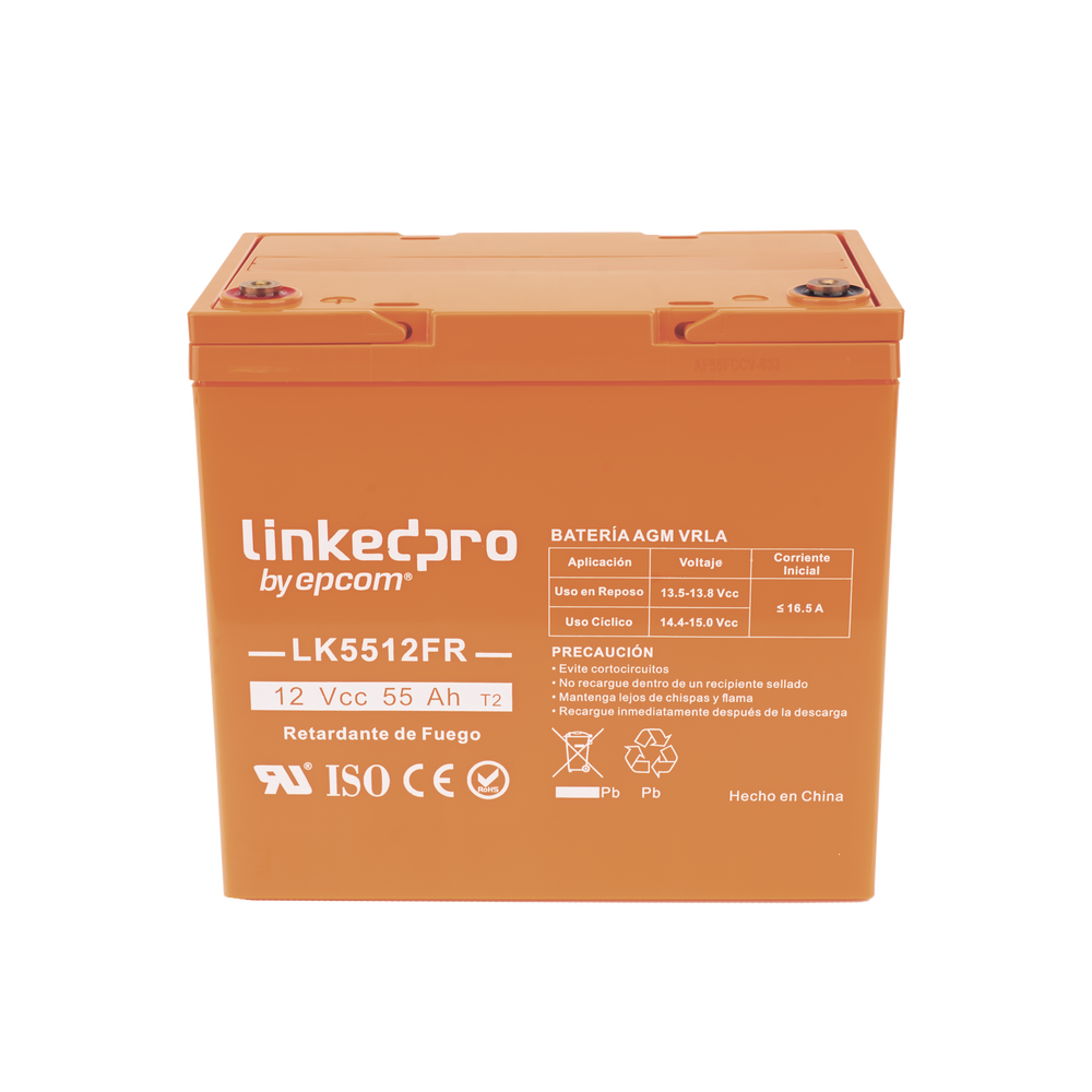 Batería de respaldo 12 V | 55 Ah | AGM | Certificada UL94-V0 Retardante a la Flama | Especial para Seguridad Electrónica | UPS | Sistemas de emergencia | Vida útil 5 años | Terminales T2 - Imagen 3
