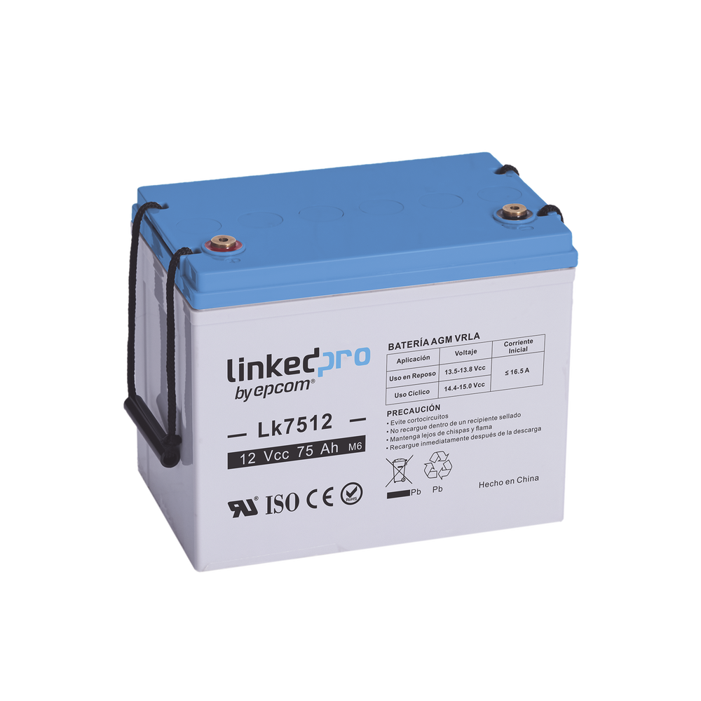 Batería de respaldo 12 V | 75 Ah | AGM | Especial para equipo electrónico | UPS | Sistemas de Emergencia | Aplicaciones Fotovoltaicas | Terminales T3