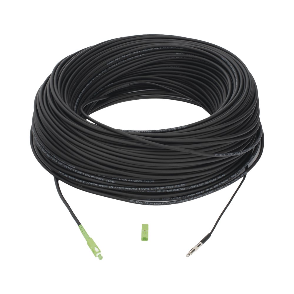 Rollo de Fibra Óptica Drop Redonda G657A2 Monomodo Simplex de 150 Metros (492.13 Pies) con Conectores SC/APC-SC/APC para Instalaciones Aéreas, Subterráneas o a la Intemperie - Imagen 4