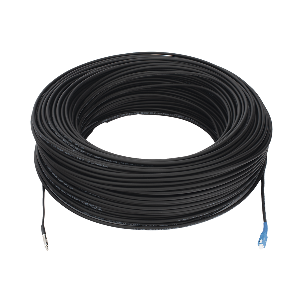 Rollo de Fibra Óptica Drop Redonda G657A2 Monomodo Simplex de 150 Metros (492.13 Pies) con Conectores SC/UPC-SC/UPC para Instalaciones Aéreas, Subterráneas o a la Intemperie
