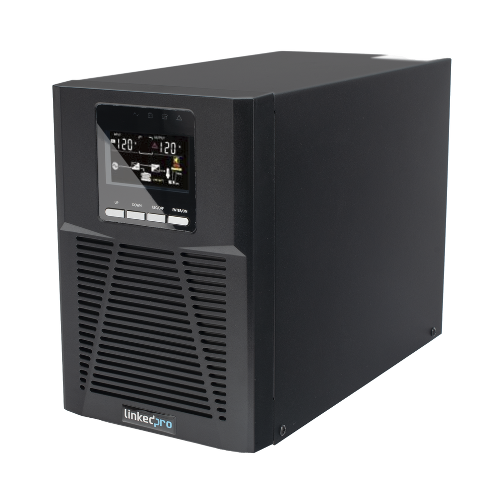 UPS 1000VA/900W  Online Doble Conversión /Pantalla LCD / 3 tomas 5-15R / Regulación de Voltaje / Protección RJ45