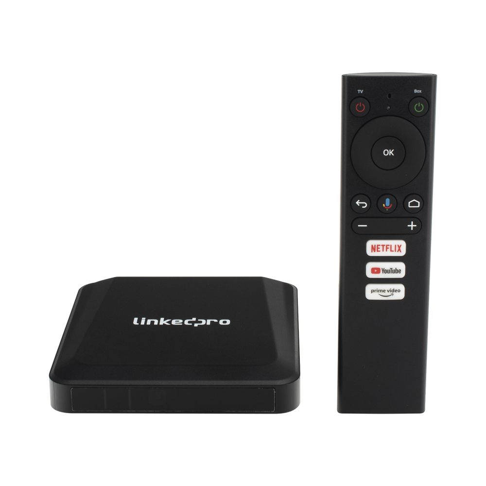 STB 4K Android con Google TV / Alto Rendimiento / Conexión Wi-Fi y por Cable / Control Remoto Bluetooth / Salida HDMI / APP Hik Connect Pre-instalada / Software de Gestion para ISPs/ Para modo desarrollador leer la nota en la descripcion