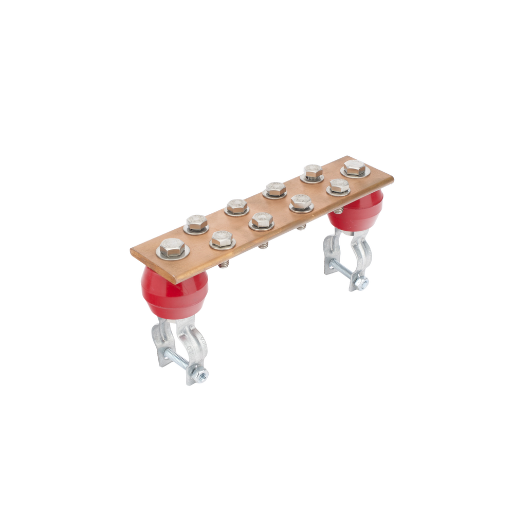 Barra Unión Torre 1000A / Cobre 100% / Compatible STZ30-45 / Aisladores Rojos / EIA-TIA-BICSI / TMGB-TGB - Imagen 3
