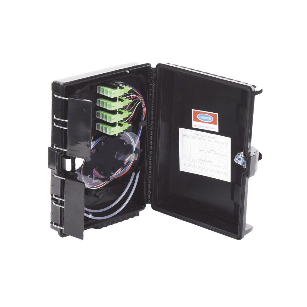 Cierre de Empalme para 24 Fusiones de Fibra Óptica, Interior/Exterior, con 16 Acopladores SC/APC y Splitter 1x16 SC/APC Incluido, IP65