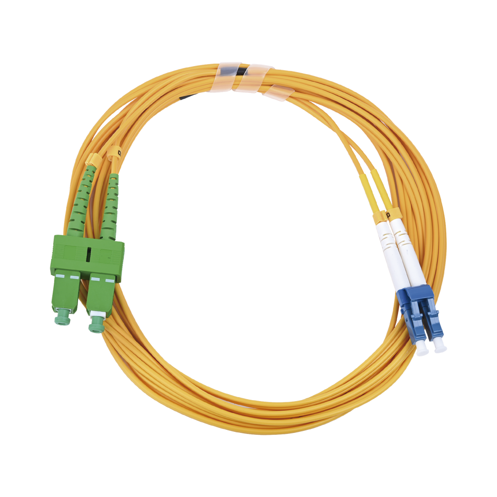 Jumper de Fibra Óptica Monomodo 9/125 LC/UPC-SC/APC, PVC, 2.0 mm, Dúplex, Amarillo, 3 Metros (9.84 Pies)