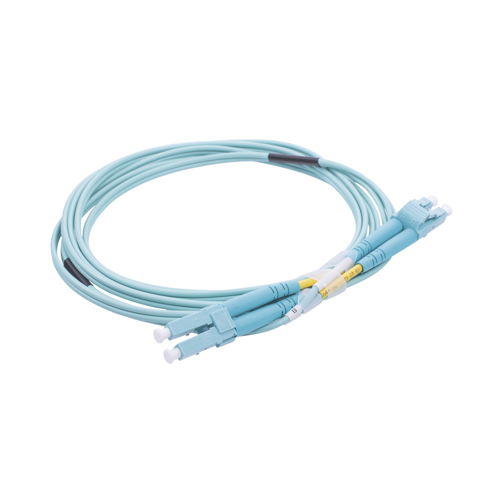 Jumper de Fibra Óptica Multimodo OM3 50/125 LC-LC OFNR (Riser), 2.0 mm, Dúplex, Aqua, 2 Metros (6.56 Pies) - Imagen 3