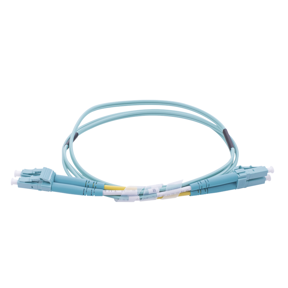 Jumper de Fibra Óptica Multimodo OM4 50/125 LC-LC OFNR (Riser), 2.0 mm, Dúplex, Aqua, 1 metro (3.28 pies) - Imagen 2