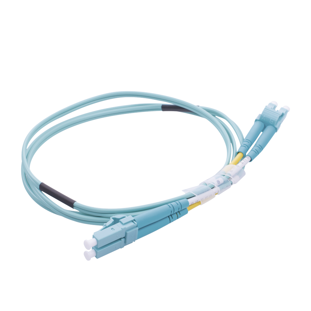 Jumper de Fibra Óptica Multimodo OM4 50/125 LC-LC OFNR (Riser), 2.0 mm, Dúplex, Aqua, 1 metro (3.28 pies) - Imagen 3