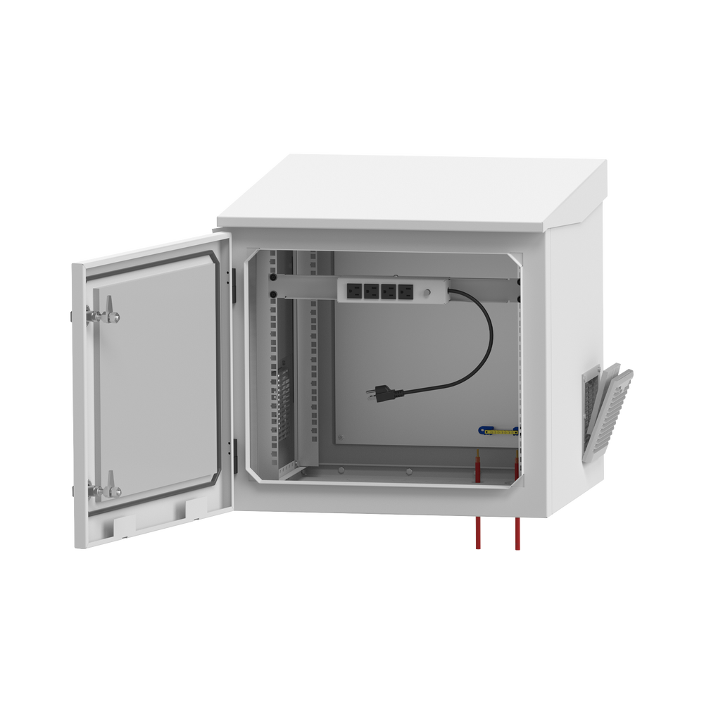 Gabinete de Exterior con Rack de 19" de 9UR con Ventiladores y Termostato, Se envía el Gabinete armado, (Montaje a poste o torre se vende por separado). - Imagen 3