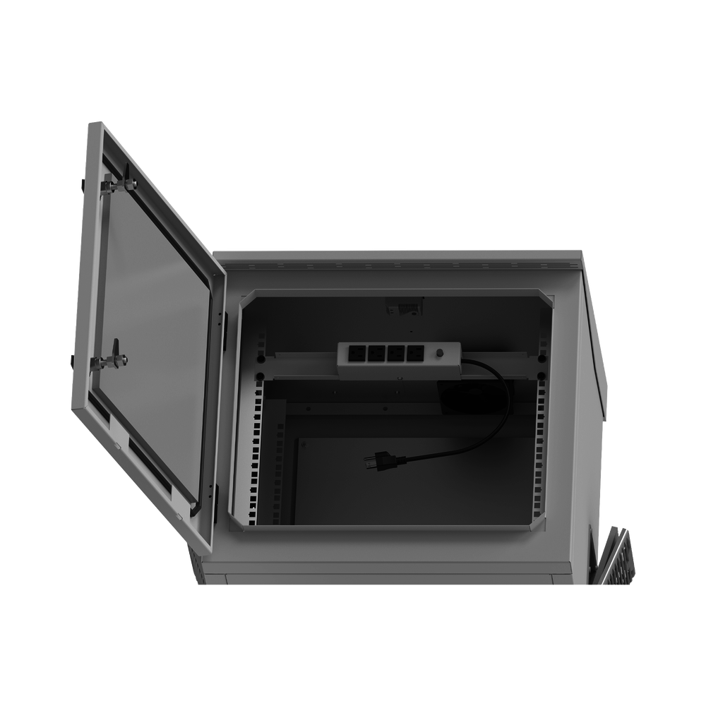 Gabinete de Exterior con Rack de 19" de 9UR con Ventiladores y Termostato, Se envía el Gabinete armado, (Montaje a poste o torre se vende por separado). - Imagen 6