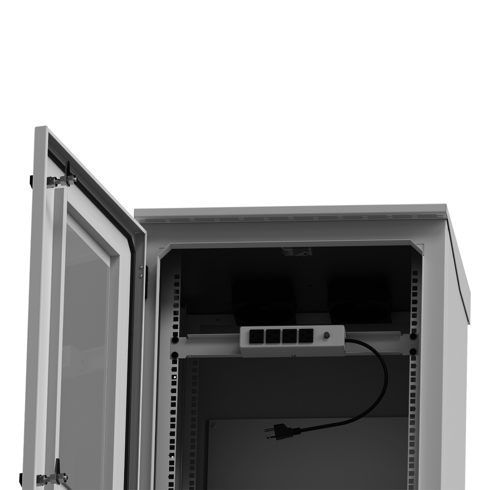Gabinete de Exterior con Rack de 19" de 16U con Ventiladores y Termostato, Se envía el Gabinete Armado. (Montaje a poste o torre se vende por separado). - Imagen 4