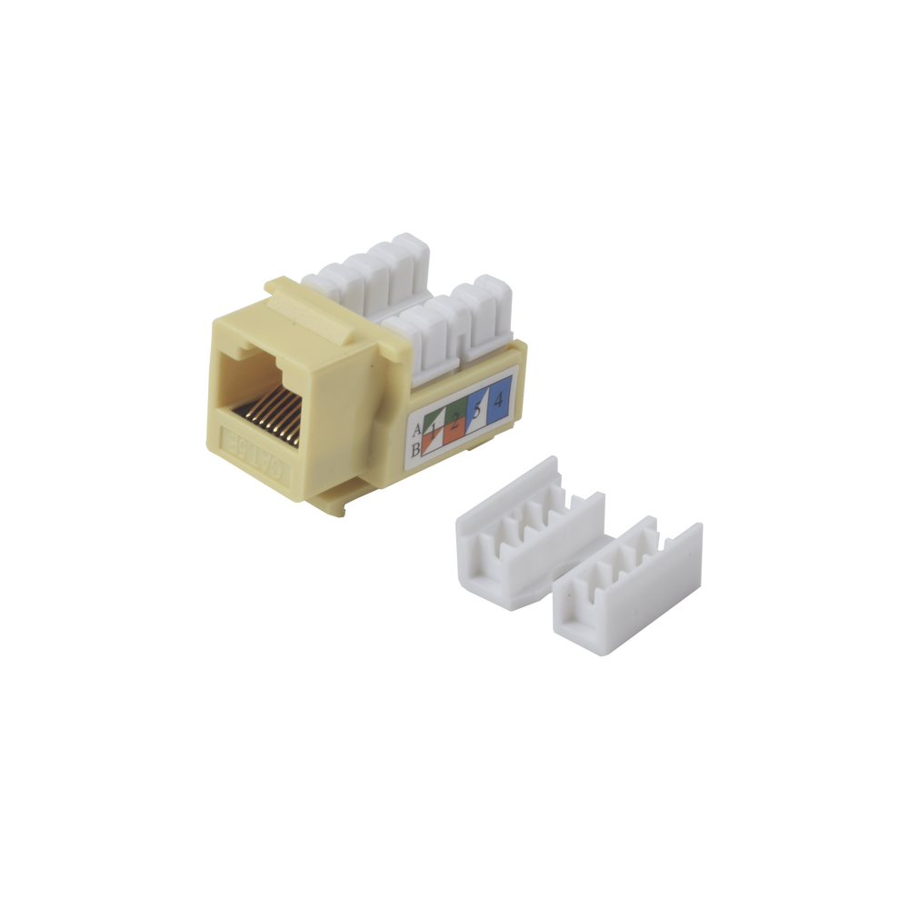 Módulo Jack Keystone Cat5e con Terminación 110 (Punchdown) para Faceplate - Color Amarillo