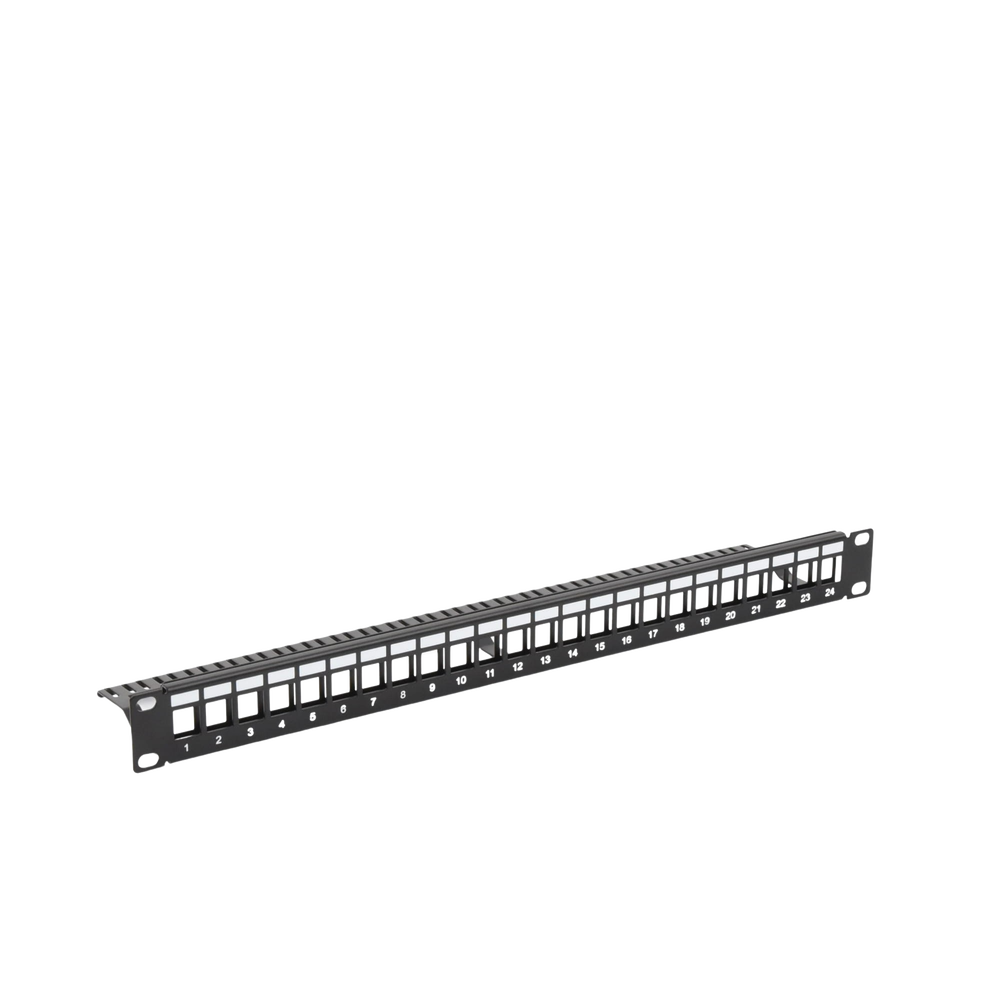 Patch Panel Modular sin Blindaje de 24 Puertos, 1U, con Barra para Organizar Cable - Imagen 3