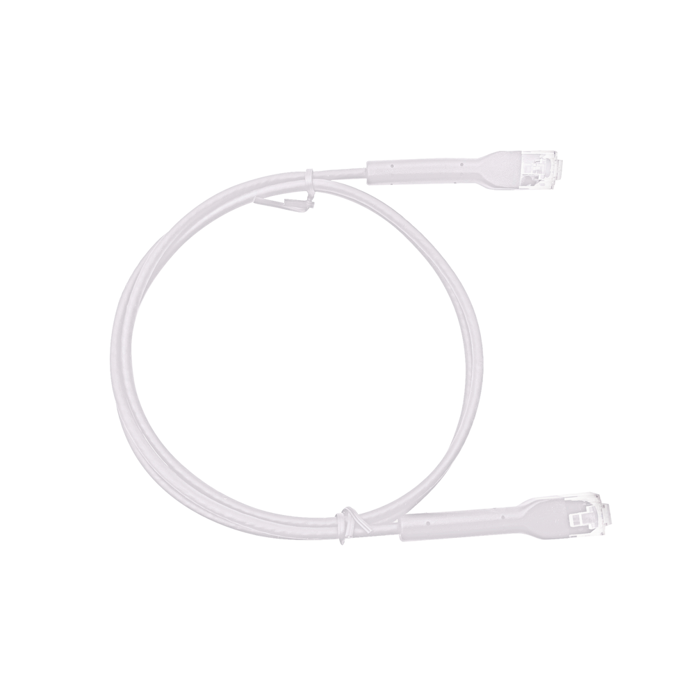 Mini Patch Cord Cat6 Ultra Slim 0.5 Metros (1.64 Pies) Blanco Ahorra Espacio sin Organizadores, con Bota Flexible