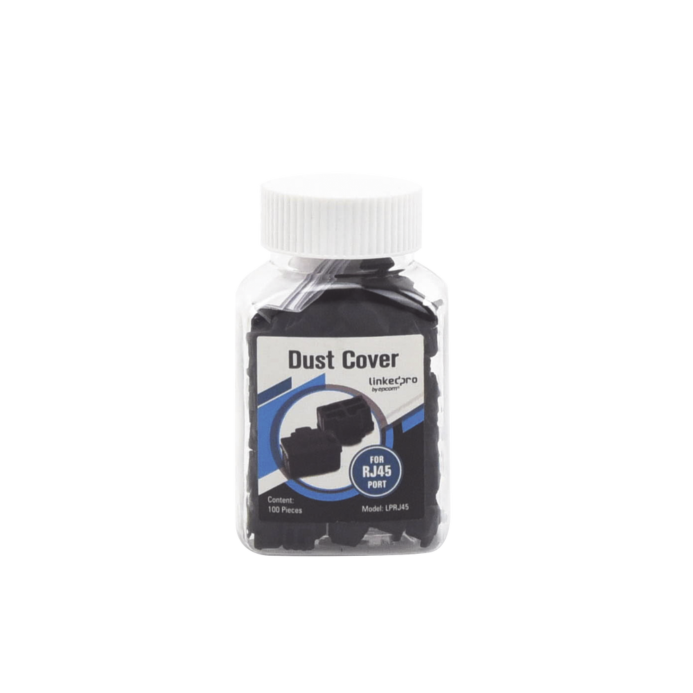 Bote con 100 Protectores Anti-Polvo para Puerto RJ45 Color Negro