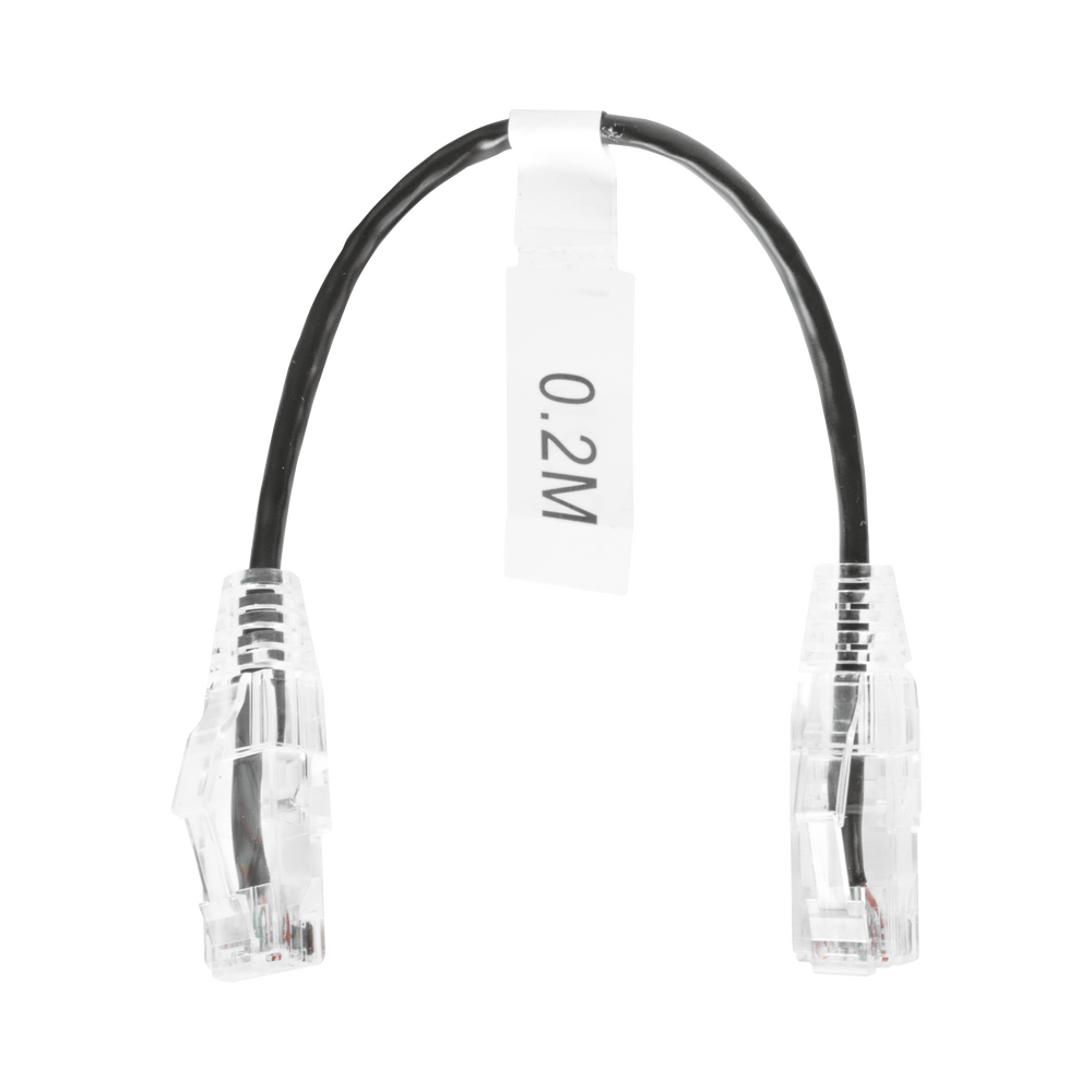 Cable de Parcheo Slim UTP Cat6 - 20 cm (7.87 Pulgadas) Negro Diámetro Reducido (28 AWG)
