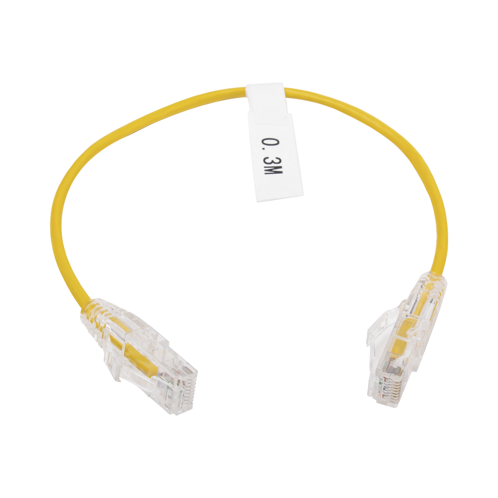 Cable de Parcheo Slim UTP Cat6 - 30 cm (11.81 Pulgadas) Amarillo Diámetro Reducido (28 AWG)