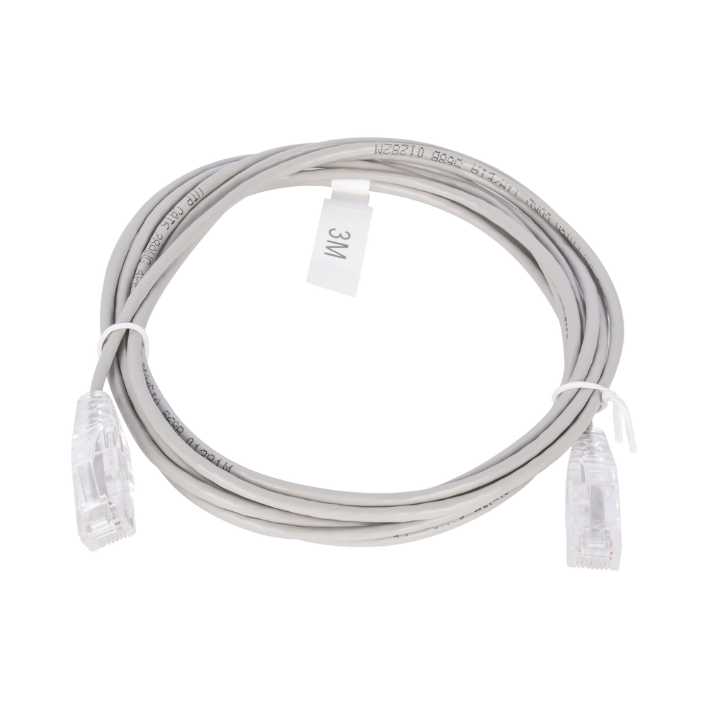 Cable de Parcheo Slim UTP Cat6 - 3 Metros (9.84 Pies) Gris Diámetro Reducido (28 AWG)