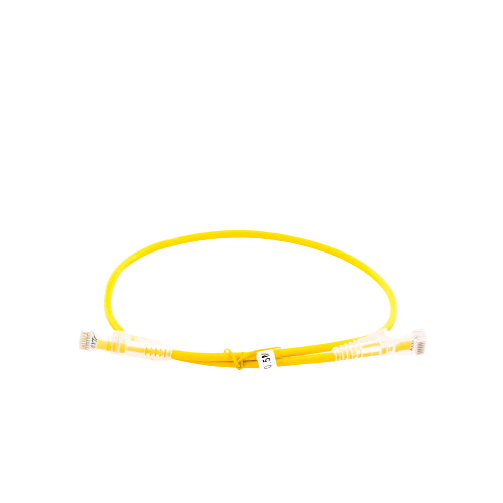 Cable de Parcheo Slim UTP Cat6A - 0.5 Metros (1.64 Pies) Amarillo, Diámetro Reducido (28 AWG) - Imagen 2