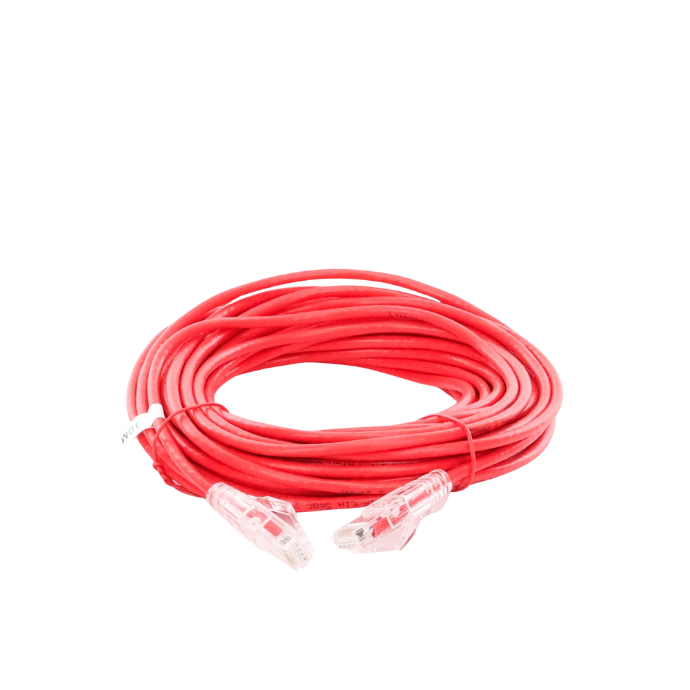 Cable de Parcheo Slim UTP Cat6A - 10 Metros (32.81 Pies) Rojo Diámetro Reducido (28 AWG) - Imagen 3