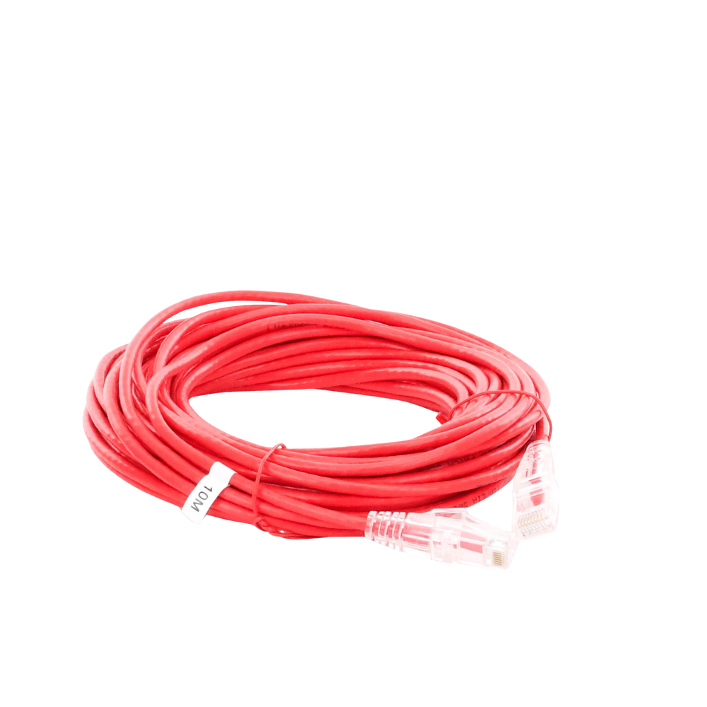Cable de Parcheo Slim UTP Cat6A - 10 Metros (32.81 Pies) Rojo Diámetro Reducido (28 AWG) - Imagen 4