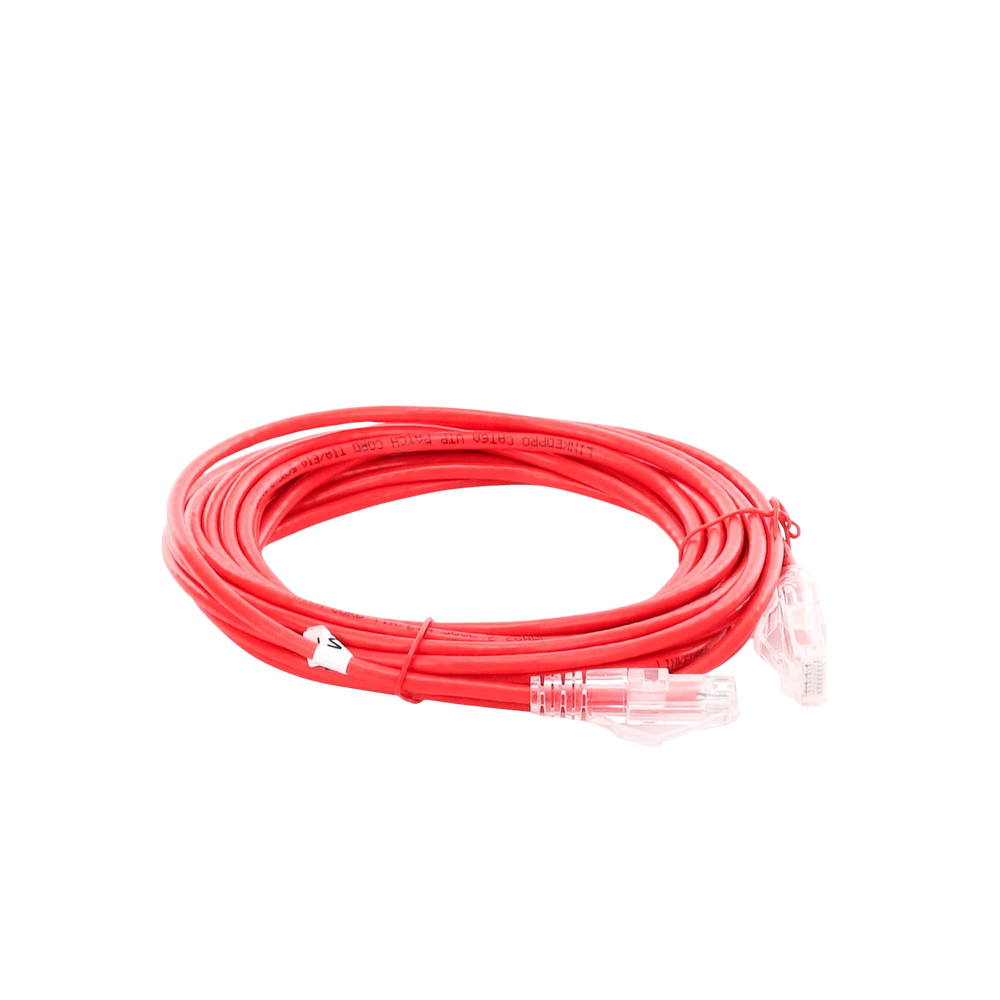 Cable de Parcheo Slim UTP Cat6A - 5 Metros (16.40 Pies) Rojo, Diámetro Reducido (28 AWG) - Imagen 5
