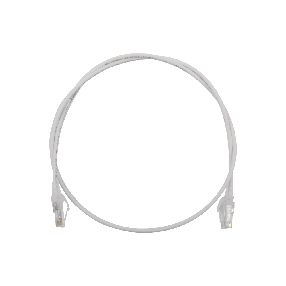 Patch Cord MC6 Modular Cat6 UTP, CM/LS0H, 0.91 Metros (3 Pies), Color Blanco, Diámetro Reducido (28AWG)
