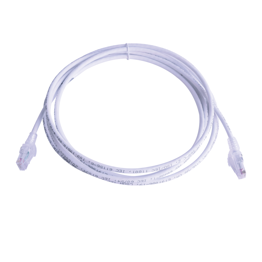 Patch Cord MC6 Modular Cat6 UTP, CM/LS0H, 3.05 Metros (10 Pies), Color Blanco, Versión Bulk (Sin Empaque Individual)