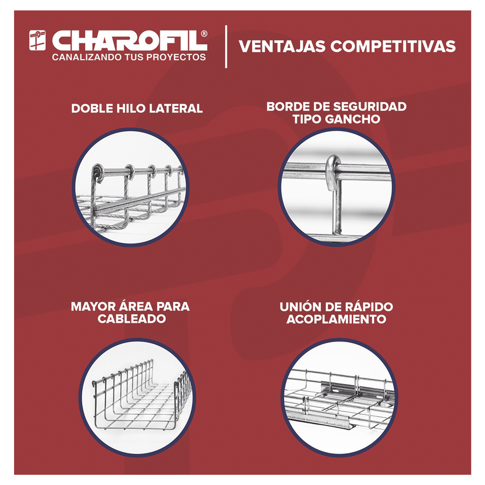 Charola Tipo Malla 33/100 mm, Acabado Electro Zinc, Hasta 53 Cables Cat6, Tramo de 3 Metros - Imagen 8