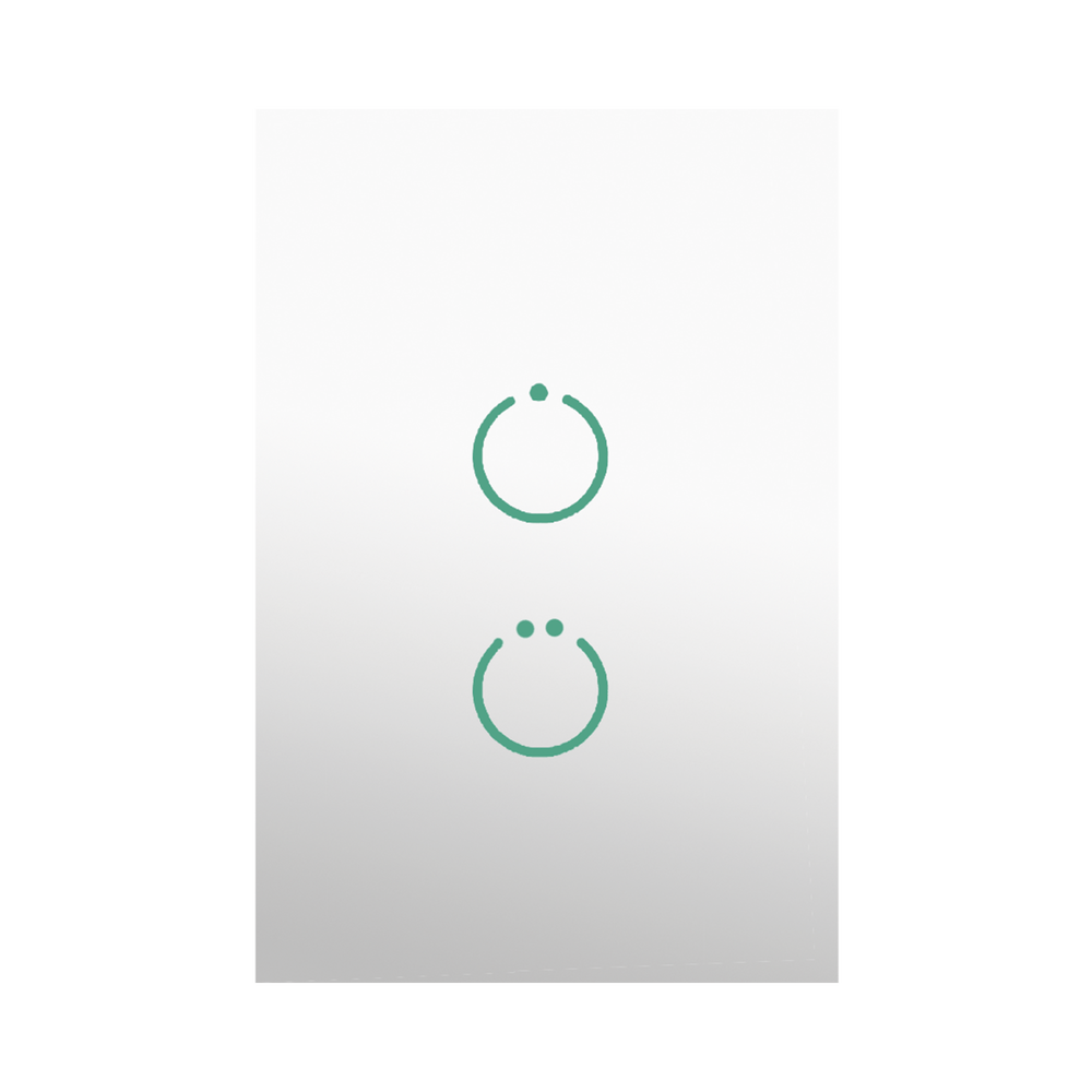 (ZWAVE) Interruptor On/Off panel táctil touch inalámbrico Zwave Plus 2 botones. No requiere cable neutro, Compatible con Hubitat HC8, Álula M2M, otros