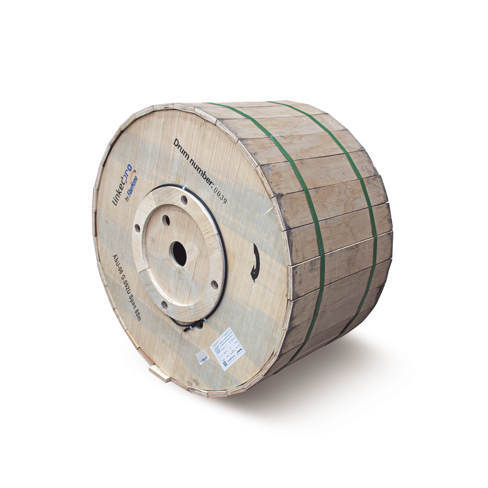 Carrete de 4 Kilómetros de Fibra Óptica Aérea Mini ADSS (ASU) G.652D, Monomodo de 6 Hilos, Exterior, Span 80, Loose Tube